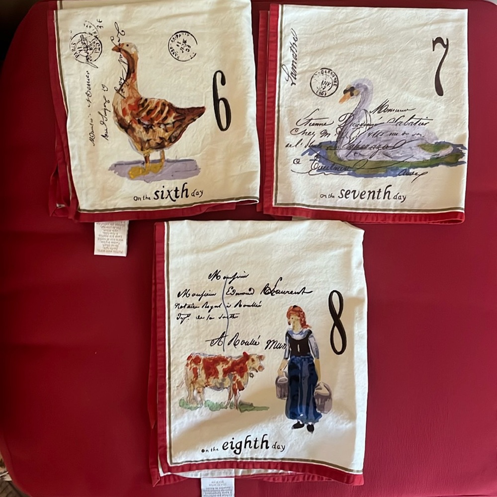 WILLIAMS-SONOMA 12 Days of Christmas cotton napkins